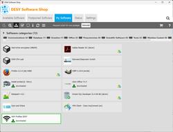 Screenshot vom DSM Shop, unter Meine Software ist das Paket WLAN Profile DESY ausgewählt