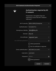 Screenshot der Einstellungen für eduroam