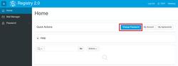 Startseite der Registry 2, Button 'Change Password' ist markiert