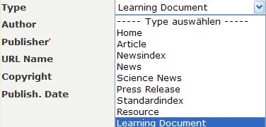 Drop-down-Menü Type