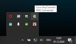 Screenshot mit dem Cisco Anyconnect Symbol in der Taskleiste