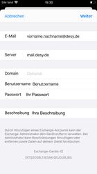 Als Mailserver mail.desy.de eingeben